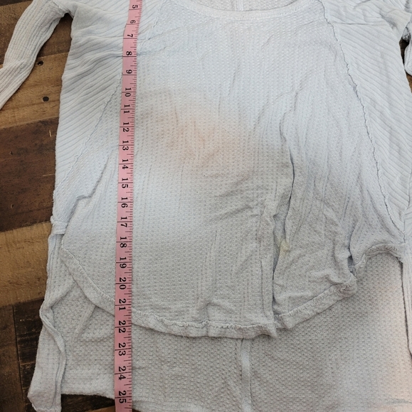 Small Free People Oversized Waffle Knit Baby Blue Top - Picture 4 of 5